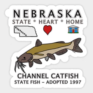 Nebraska - Channel Catfish - State, Heart, Home - state symbols Sticker